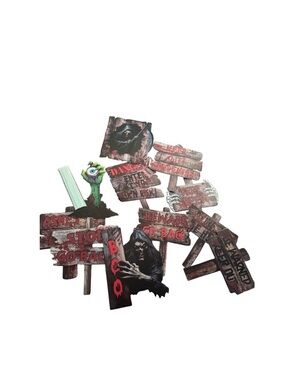 11pcs Halloween Lawn Signs Yard Stakes Halloween Warning signs